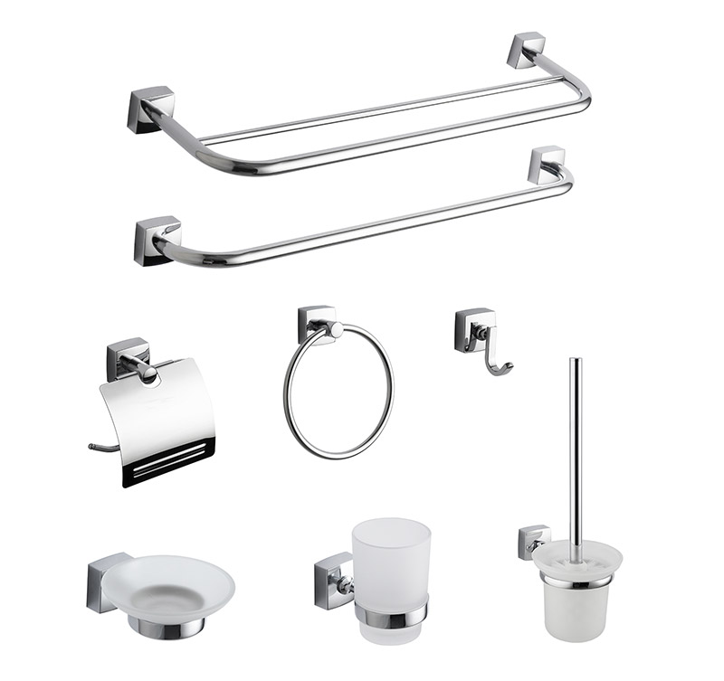 18100 Square Base China Wholesale Zinc Alloy Chrome Plated Wall Mounted Bath Hardware Set