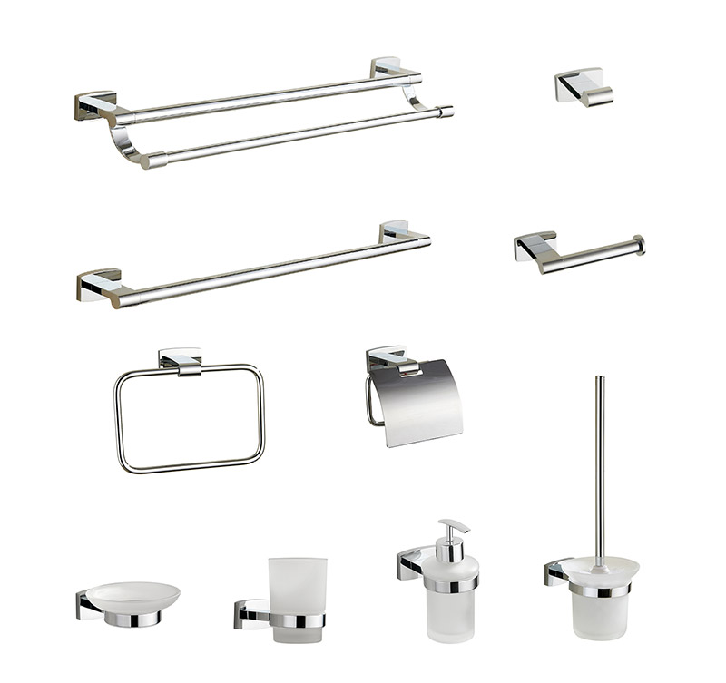 19100 Chrome Finished Brass Bathroom Accessories Sets For Hotel Project