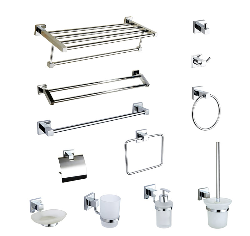 21100 Modern Design China Manufacture Zinc Alloy Chrome Finishing Wall Mounted Bathroom Accessories Set