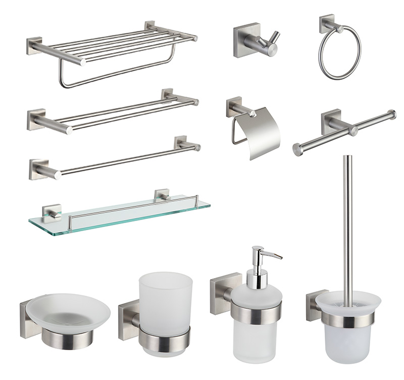 81800 Germany Wall Mounted Stainless Steel Square Bathroom Accessories Set