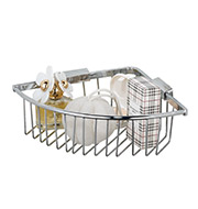 WT-1909 New Arrival High Quality Wall Mount Corner Brass Chrome Storage Baskets For Bath Room