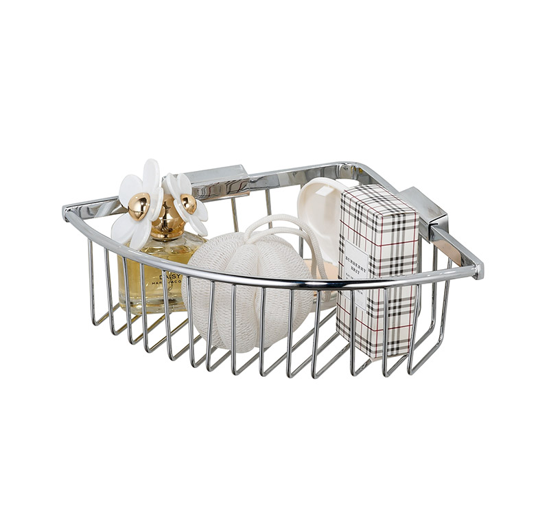 WT-1909 New Arrival High Quality Wall Mount Corner Brass Chrome Storage Baskets For Bath Room