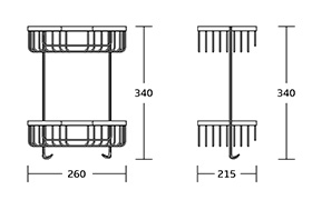 WT-506 Brass Material Chrome Wall Mounted Bathroom Shower Cosmetic Caddy Corner Basket Shelf