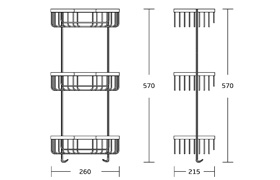 WT-506 Brass Material Chrome Wall Mounted Bathroom Shower Cosmetic Caddy Corner Basket Shelf