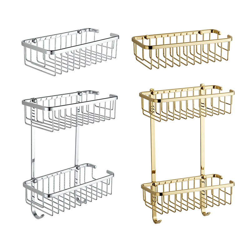 WT-508 Brass Material Wall Mount Wire Corner Bathroom Storage Corner Baskets