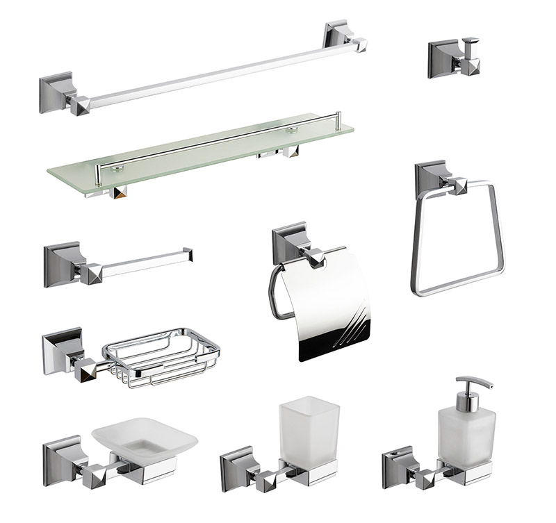 17300 Solid Base High Quality Chrome Zinc Bath Hardware Set