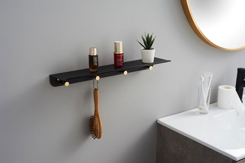 Black bathroom shelf