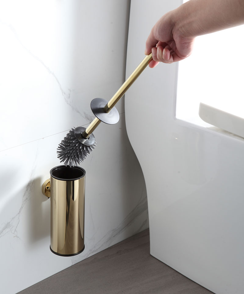 Gold toilet brush holder