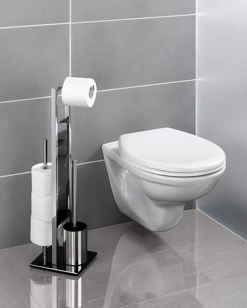 Silver toilet paper holder stand