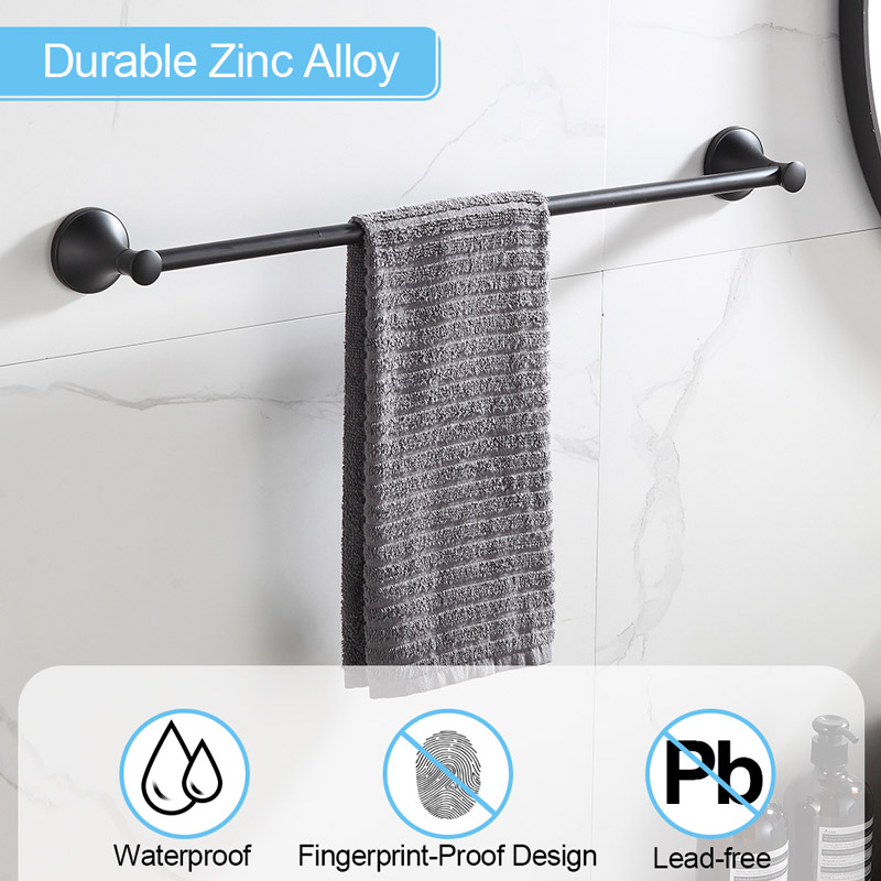 Black matte bathroom towel rack