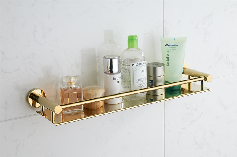 Brushed brass bathroom shelf