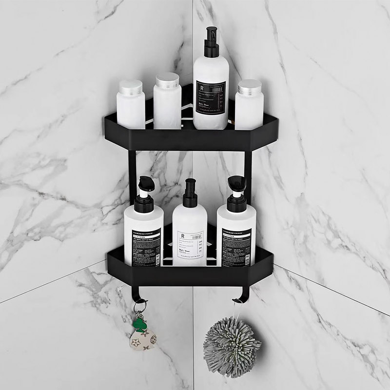Black suction shower caddy