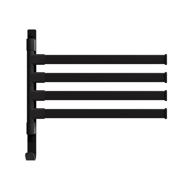 Swivel Towel Rack,Wall Mounted Black Towel Bar with 4-Arm Towel Hanger,Rustproof Towel Racks for Bathroom 180° Rotation,13 Inch Bathroom Towel Holder