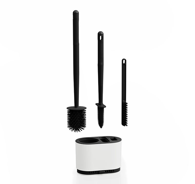 3 type brush head Diatom mud TPR toilet brush no dead ends long handle Bathroom Silicone toilet brush and Holder Toilet Cleaning Brush set