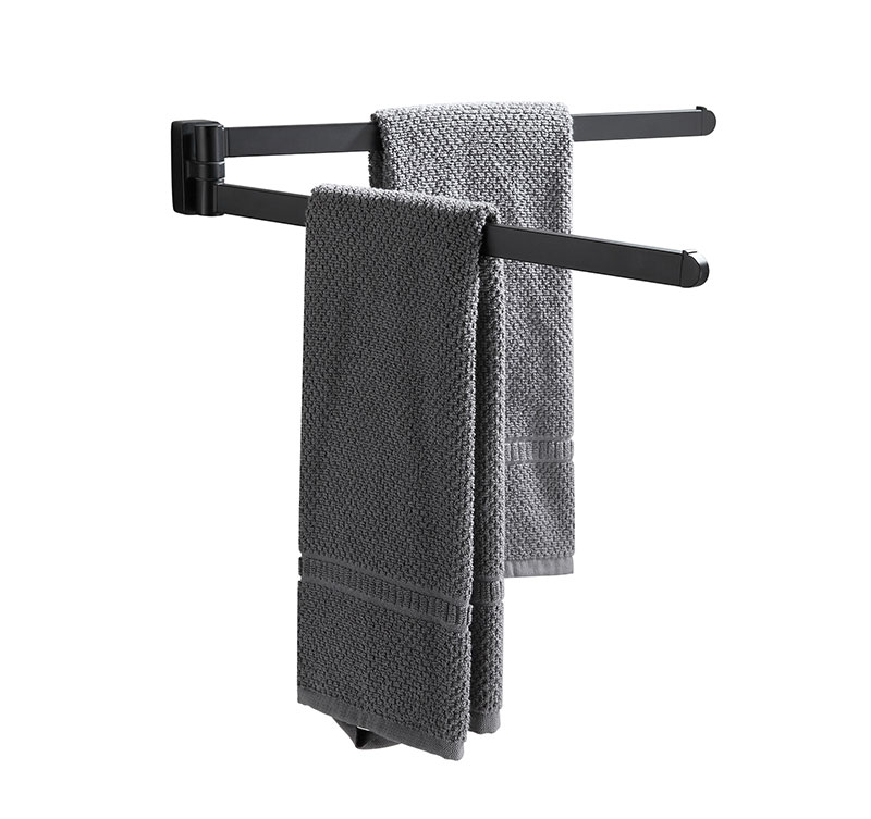 Matte Black Swivel Towel Holder Double Adjustable Towel Bar