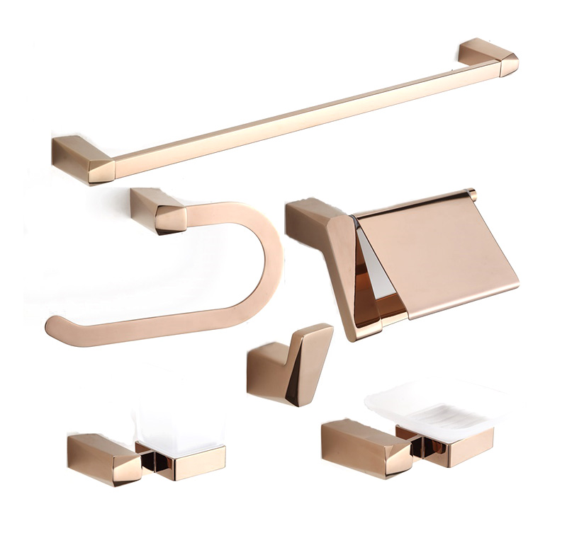 6 Piece Rose Gold Bathroom Hardware Accessories Set