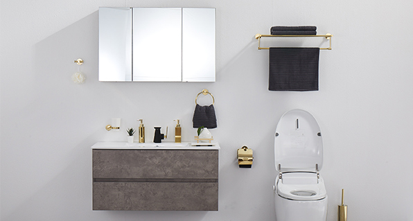Unique, high-end bathroom accessories set made of all brass!