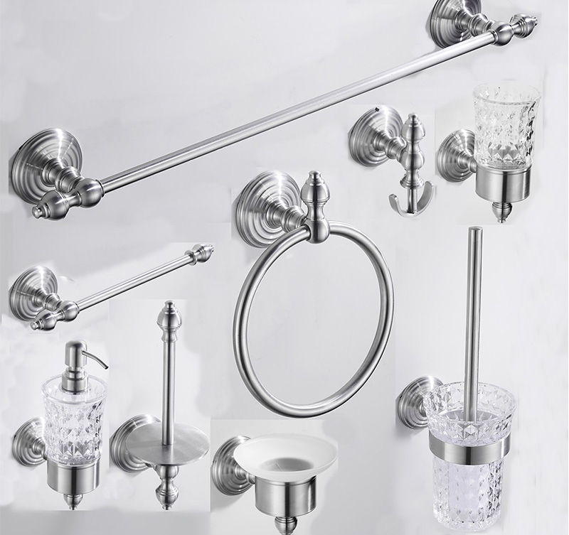 10 Pieces Chrome Modern 304 Stainless steel Bathroom Hardware Accessories set