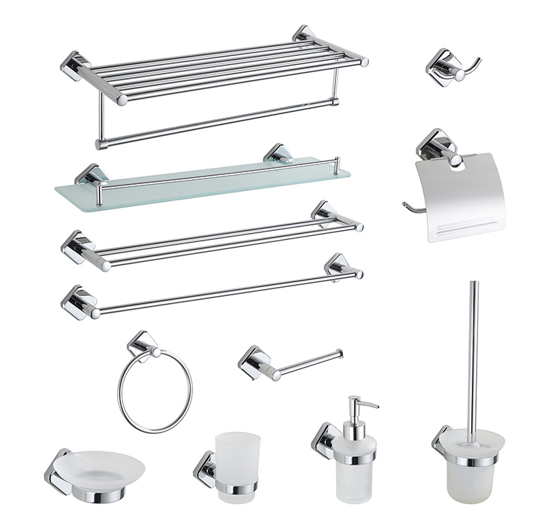12 pieces Modern Zinc Alloy Chrome Bathroom Accessories Set