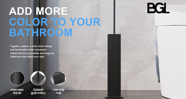 Elevate Bathroom Essentials: Wholesale Black Stainless Steel Toilet Brush Holder – Sleek, Stable, Splash-Proof