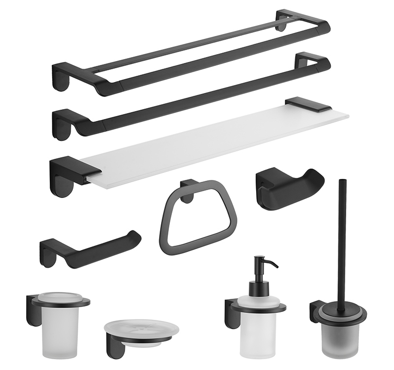 26000 Germany Wall Mounted Zinc Alloy Gold Plating Square Bathroom Accessories Set