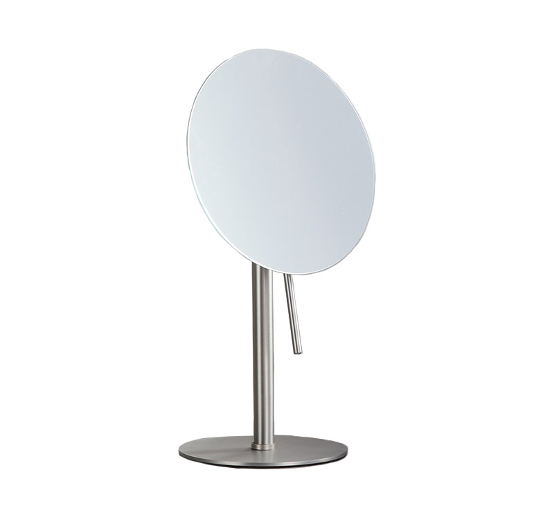 Minimalist Round Vanity Mirror with Stable Metallic Stand - Neutral Finish Options