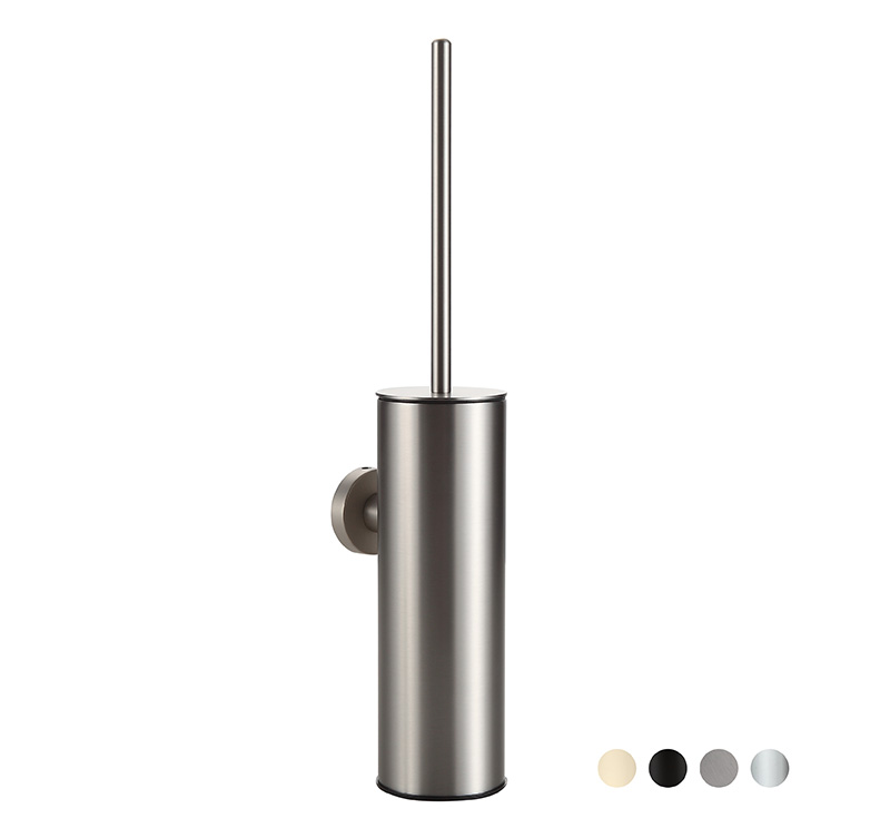 Modern Stainless Steel Toilet Brush Holder with Splash Guard - Slim Bathroom Cleaning Accessory