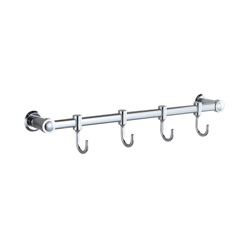Modern Sliding Multi-Hook Wall Rack - Stainless Steel Adjustable Hanger for Bathroom, Kitchen, and Bedroom Organization
