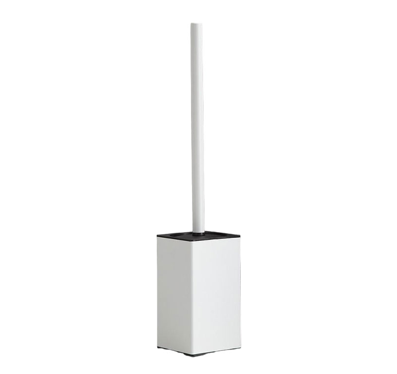 Modern White Aluminum Toilet Brush Holder - Sleek Bathroom Organizer with Durable Construction and Easy Installation