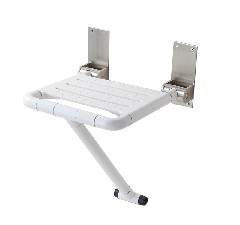Foldable Wall-Mounted Shower Seat with Non-Slip Surface and Secure Mounting Brackets