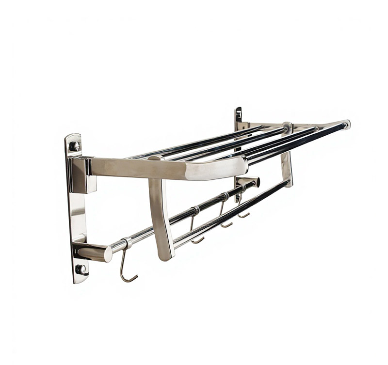 Stainless Steel Multi-Tier Bathroom Towel Rack with Hooks - Wall-Mounted Storage Solution