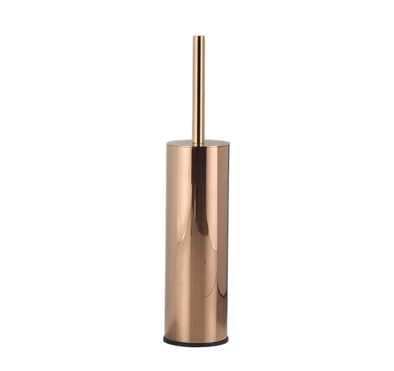 Premium Rose Gold Toilet Brush Holder Set - Stainless Steel & Nylon, Durable & Stylish Bathroom Cleaning Accessory