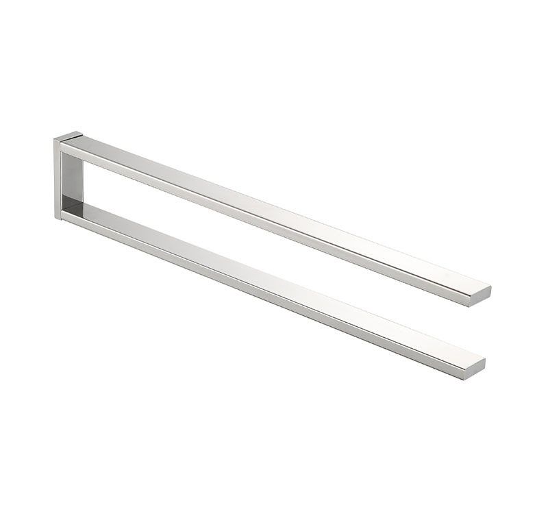 Modern Wall-Mounted Double Towel Bar - Stainless Steel Bathroom Towel Rack with Polished Chrome Finish