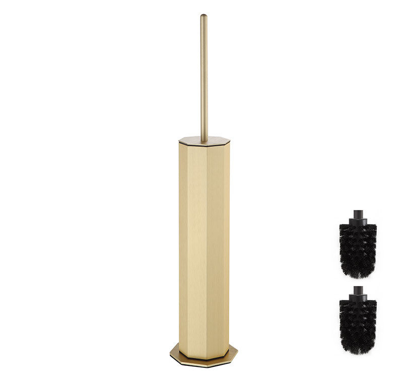 Modern Freestanding Toilet Brush with Holder - Gold Finish, Minimalist Design for Bathroom Décor