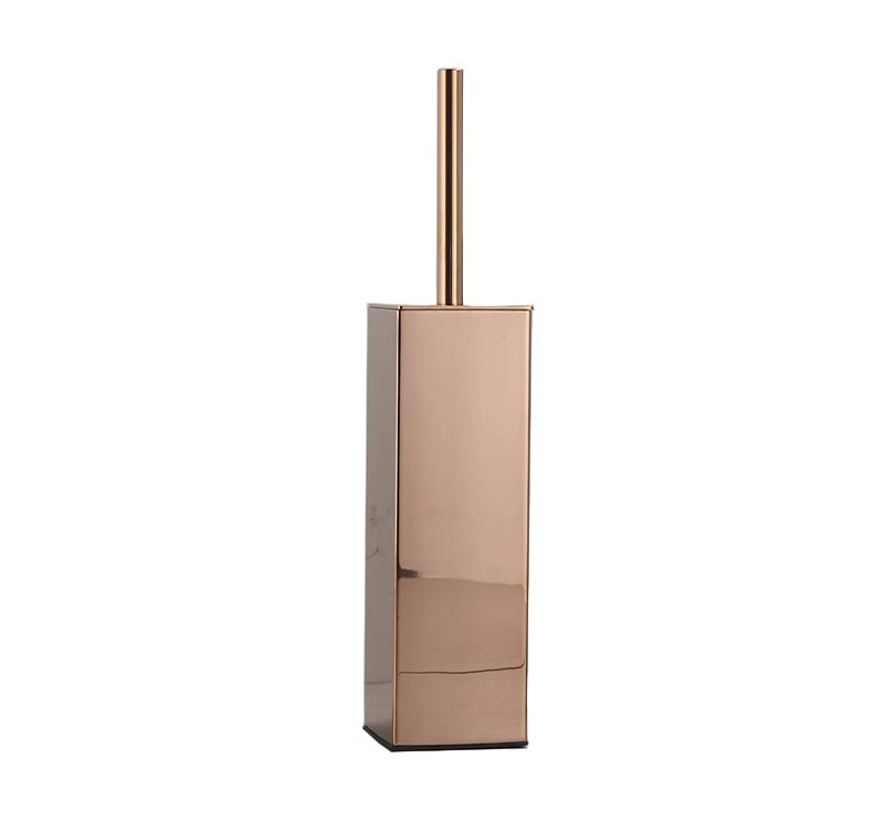 Rose Gold Stainless Steel Toilet Brush Set - Modern Freestanding Bathroom Cleaning Kit